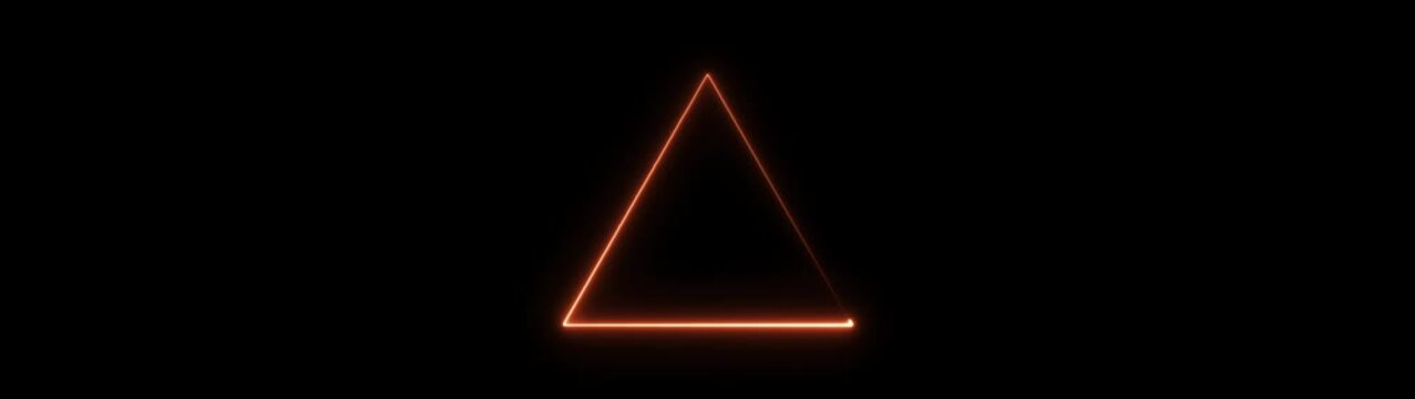 Glowing orange neon triangle loading animation on black background
