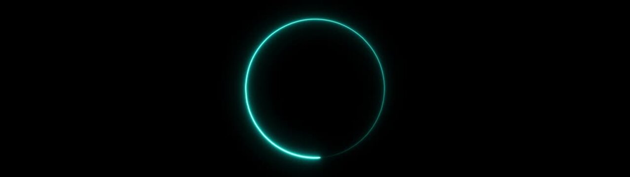 Neon cyan glowing loading circle animation, minimalist circular progress bar loop, digital interface for ui and ux futuristic tech motion