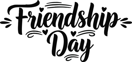 International friendship day typography celebrating bonds with stylish hand lettered design for social media © ABU