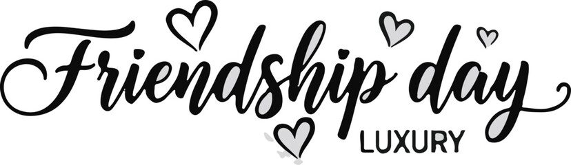 International friendship day typography with hearts and luxury script celebration graphics © ABU