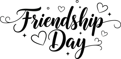International friendship day typography design with hearts celebration greetings and social connection concept © ABU