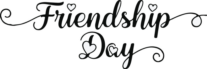 Celebrating international friendship day elegant calligraphy design with hearts for social media greetings © ABU