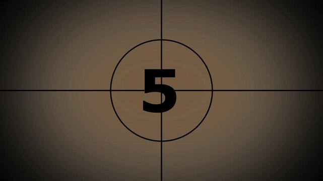 Classic universal countdown leader with retro cinematic aesthetic vintage