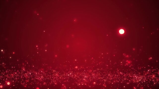 red glowing particles floating in dark space animation