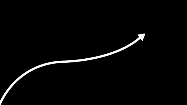 Glowing Upward Arrow Curve Animation Accelerating Growth, Rising Performance, Abstract arrow growth chart of economy icon animated down to up arrow animation, business arrow animation, with 4k video.