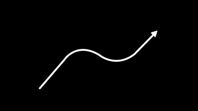 Glowing Upward Arrow Curve Animation Accelerating Growth, Rising Performance, Abstract arrow growth chart of economy icon animated down to up arrow animation, business arrow animation, with 4k video.