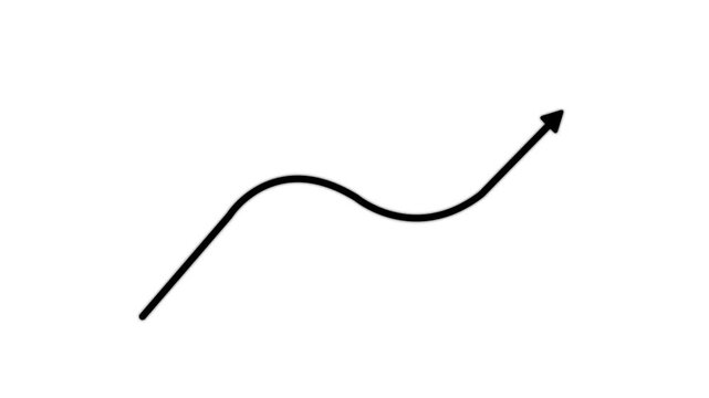 Glowing Upward Arrow Curve Animation Accelerating Growth, Rising Performance, Abstract arrow growth chart of economy icon animated down to up arrow animation, business arrow animation, with 4k video.