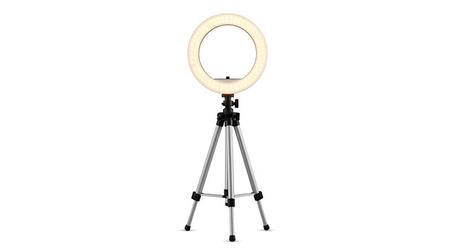 Light ring on photography tripod stand