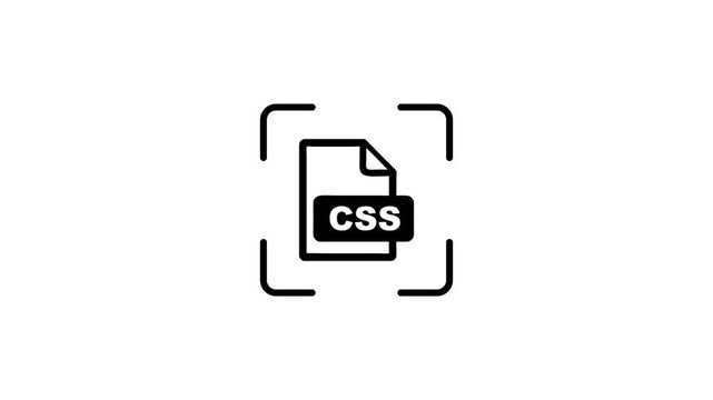 Css file icon animation with green scanning beam for web development software interface.