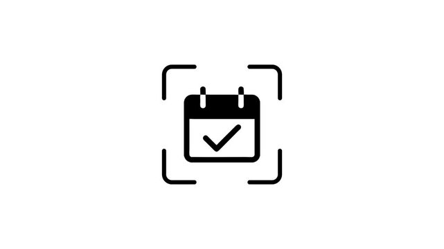 Digital calendar icon being scanned by green light laser line as conceptual animation.