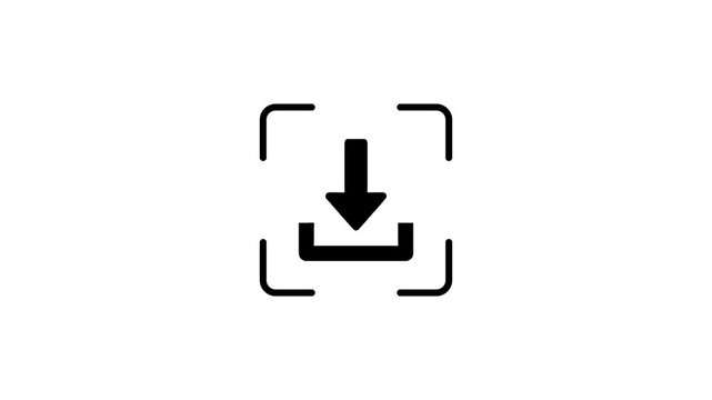 Download icon animation with scanning laser line effect on white background.