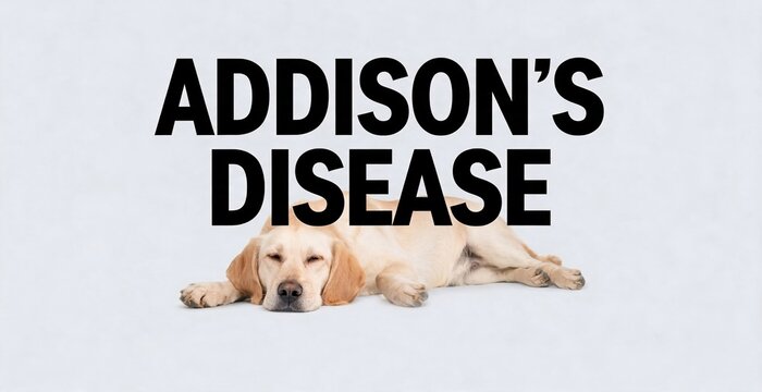 A sad dog lies down, with the text ADDISON'S DISEASE written above its head.