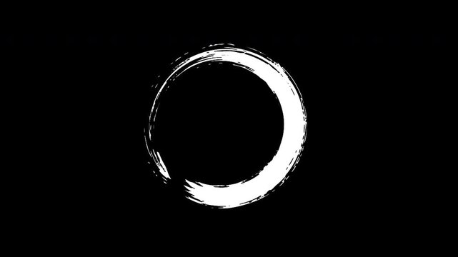 4K white brush stroke circle animation with alpha channel 4 start points loop hand drawn grunge paint motion graphics
