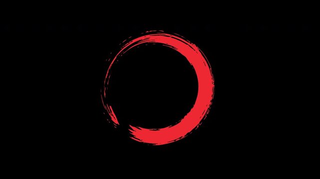 4K Red brush stroke circle animation with alpha channel 4 start points loop hand drawn grunge paint motion graphics