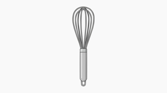 Kitchen Whisk on White: A simple and functional kitchen whisk, a versatile tool for culinary endeavors, is presented on a clean surface, ready for use in preparing delicious meals.