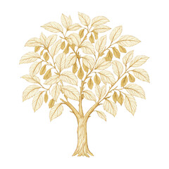 Obraz premium PNG Elegant golden tree illustration.