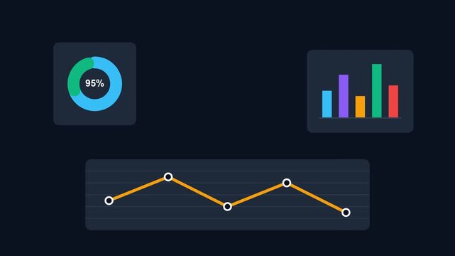 Animated data visualization dashboard showing business growth metrics and analytics.