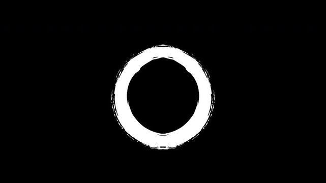 4K white brush stroke circle animation dual stroke with alpha channel 4 variations loop hand drawn grunge