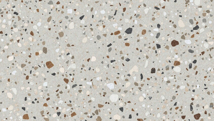 Fototapeta premium Seamless Terrazzo Texture with Multicolored Stone Chips on Light Gray Background