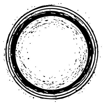 minimalist black circular icon with thick border and speckled texture, set against a clean white background in a modern monochrome vector style