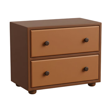 Two-Drawer Brown Nightstand with Round Knobs