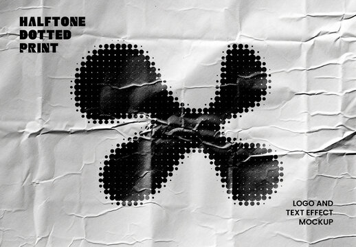 Halftone Dotted Print Logo Text Effect Mockup