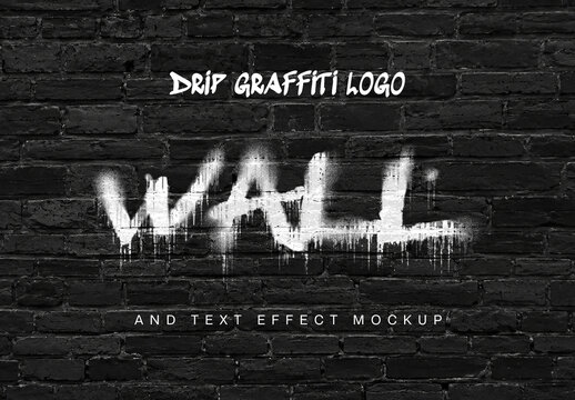 Drip Graffiti Logo And Text Effect Mockup