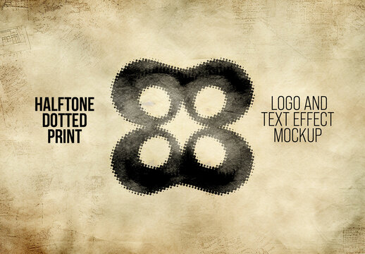 Halftone Dotted Print Logo & Text Effect Mockup