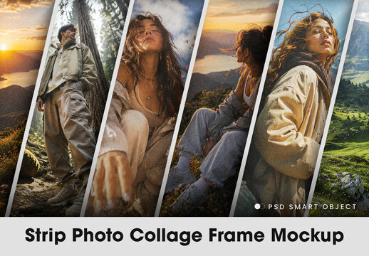 Strip Photo Collage Frame Mockup