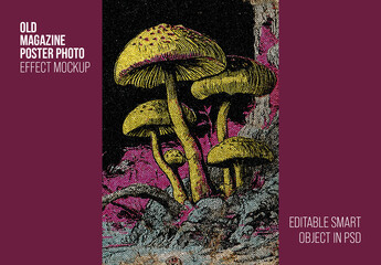Old Magazine Poster Photo Effect Mockup