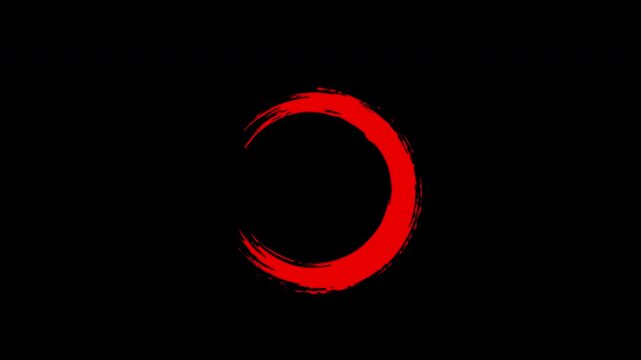 4K red brush stroke open circle animation with alpha channel 4 variations loop hand drawn grunge