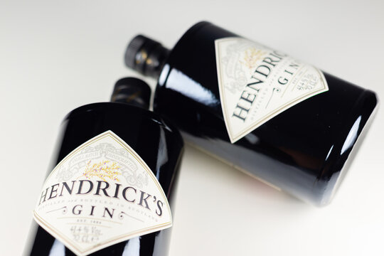LONDON, UK - 23 JANUARY 2025 The popular Hendrick's Gin is a gin brand produced at the Girvan Distillery in Scotland and introduced in 1999