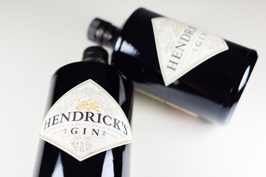 LONDON, UK - 23 JANUARY 2025 The popular Hendrick's Gin is a gin brand produced at the Girvan Distillery in Scotland and introduced in 1999