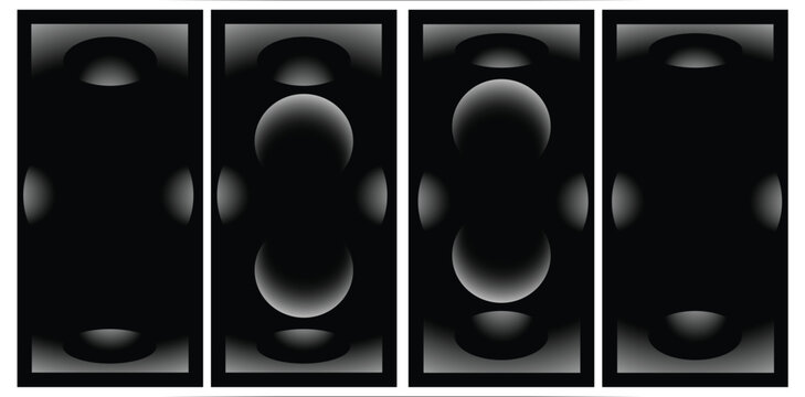 Abstract black and white gradient squares with ovals