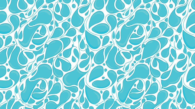 Seamless Blue Water Drop Pattern Vector Background with Splash and Liquid Aqua Tear Shape Elements for Clean Fresh Eco Nature Surface Textile Designs