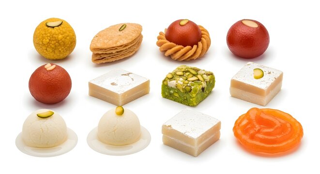 Assortment of traditional Indian sweets and desserts collection