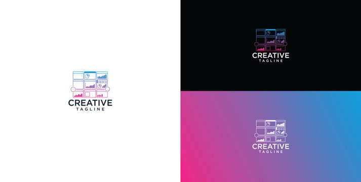 Modern abstract grid logo design for digital marketing agency media company portfolio and photo gallery branding identity