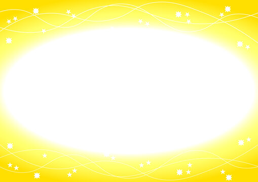 コピースペースのあるシンプルな背景素材_黄色のフレームに白ラインと星のあしらい
