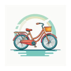 Fototapeta premium Flat design illustration of a vintage bicycle with a basket