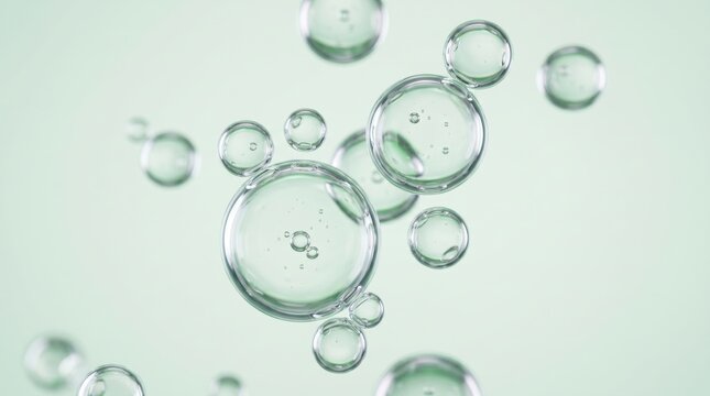 Abstract Cosmetic Bubbles on Mint Background