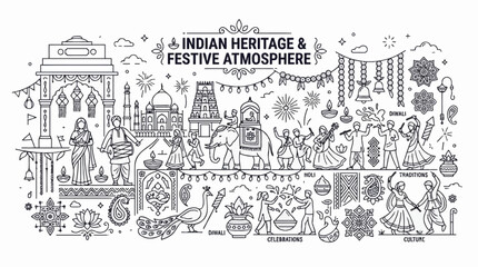 Obraz premium Indian Heritage and Festive Atmosphere Illustration.