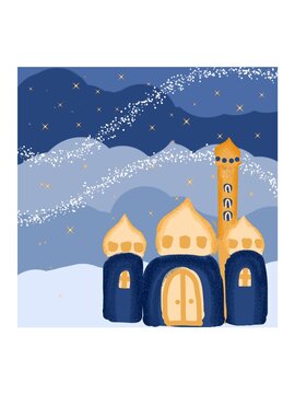 Illustration of Mosque on the night 