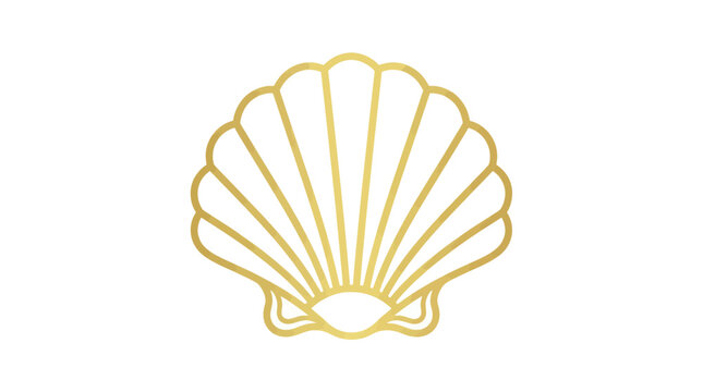 Golden Seashell Icon - Elegant Marine Life Symbol on White Background