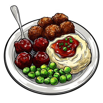 Colorful Plate with Falafel Balls Hummus and Peas