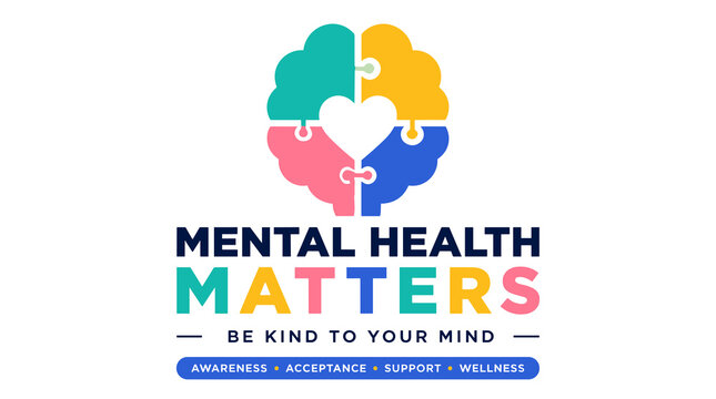Mental Health Matters Brain Logo Emphasizing Mind Wellness.