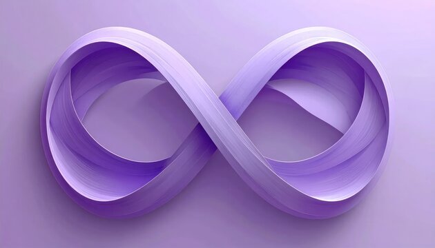 3D purple infinity symbol loop for eternal branding concepts.