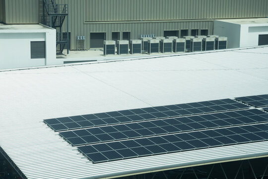 Solar Panels Installed on Industrial Roof