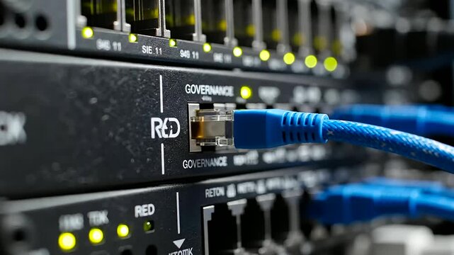 Critical network connectivity is established by a human hand, ensuring Ethical AI Oversight and reliable data management within complex digital infrastructures.
