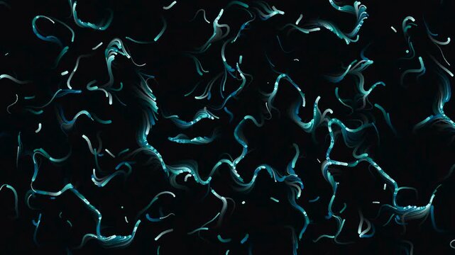 Abstract fluid animation background loop with glowing blue and teal wavy lines creating a dynamic, organic, and technological motion graphic texture for modern digital projects.