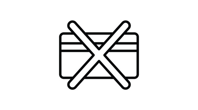 A credit card is crossed out with a large X, indicating payment is not accepted.